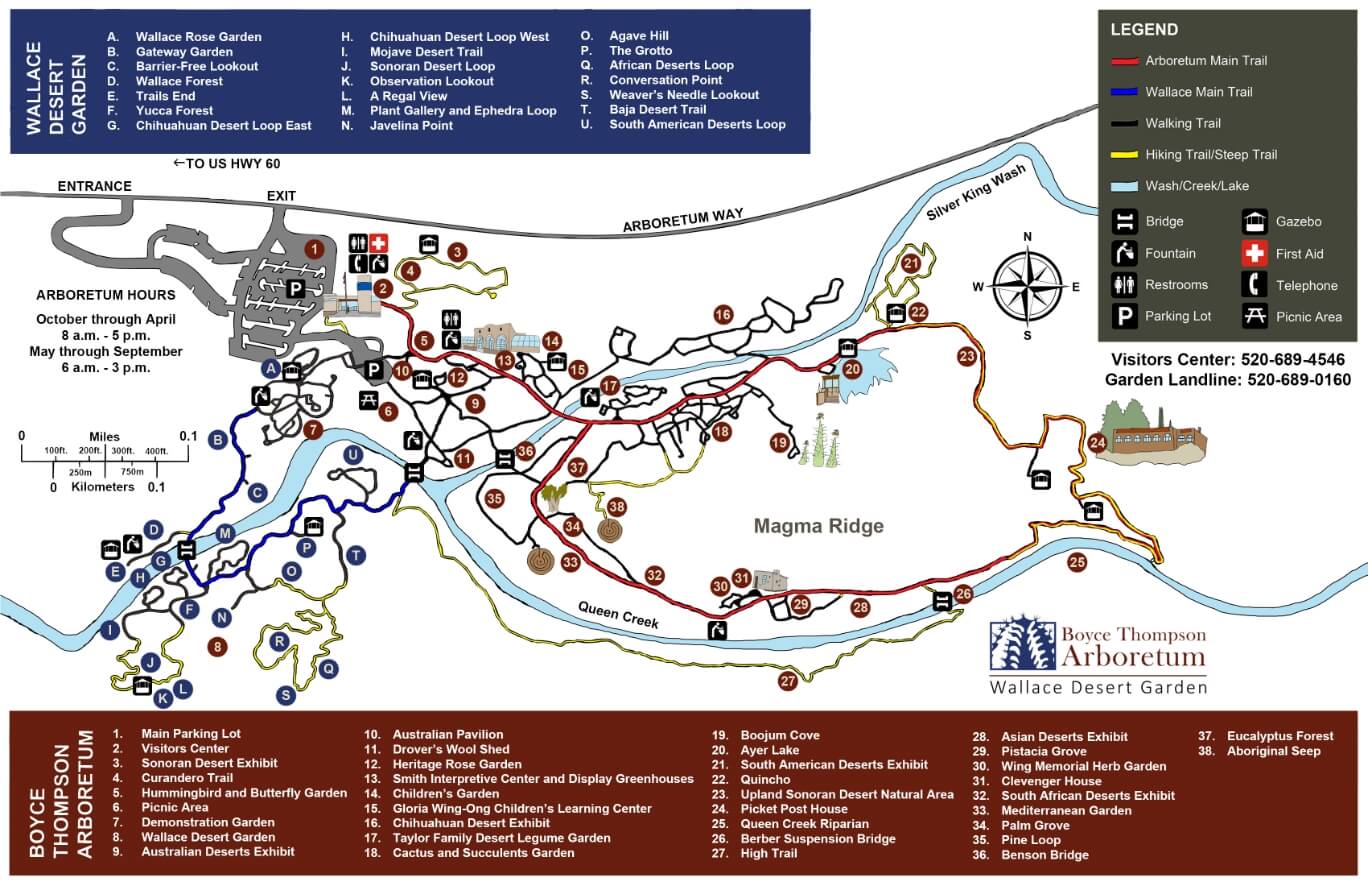 Visitors map of Boyce Thompson Arboretum