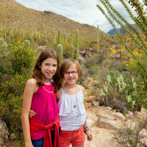 Two young girls at Boyce Thompson Arboretum