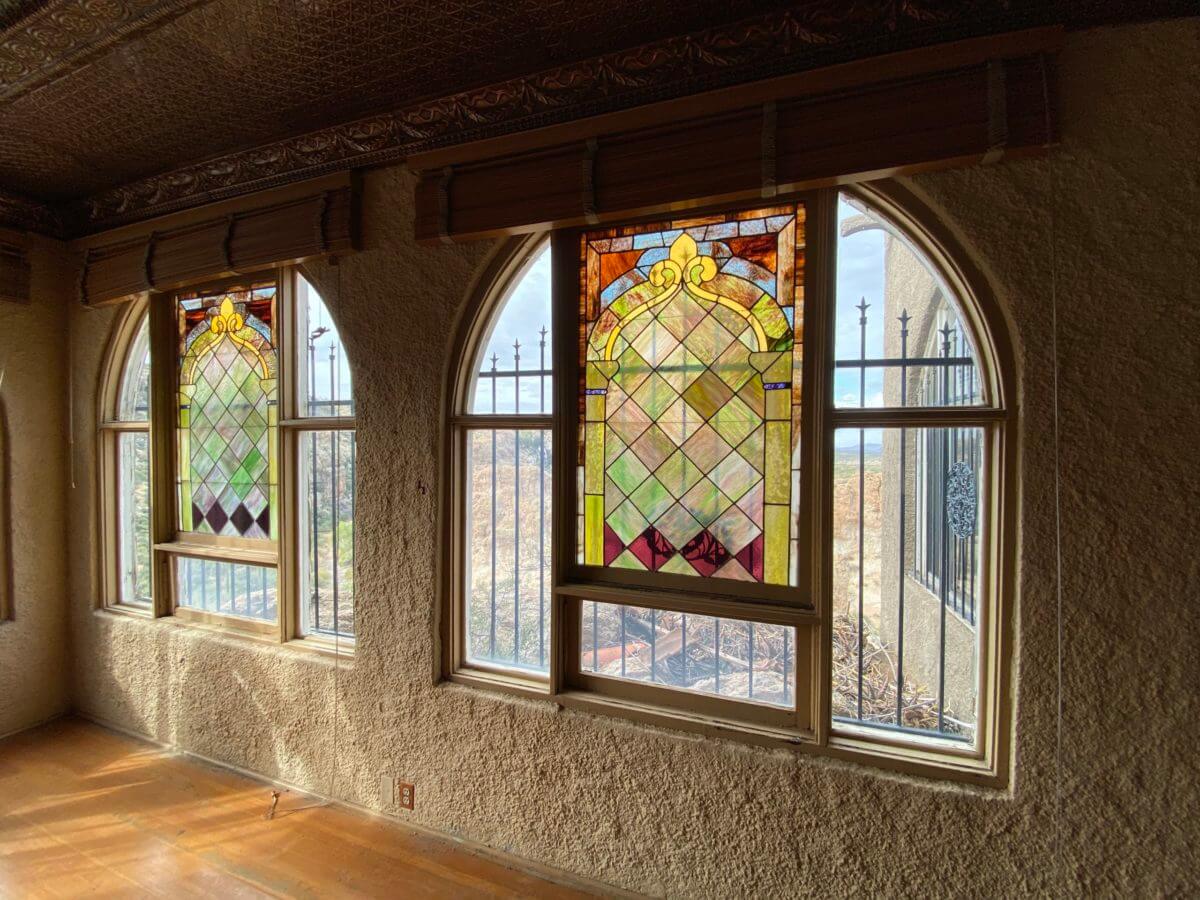 stained glass windows inside picketpost house